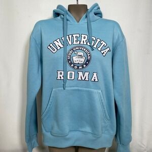 Universita Roma Light Blue Pullover Hoodie Sweatshirt Women's LARGE